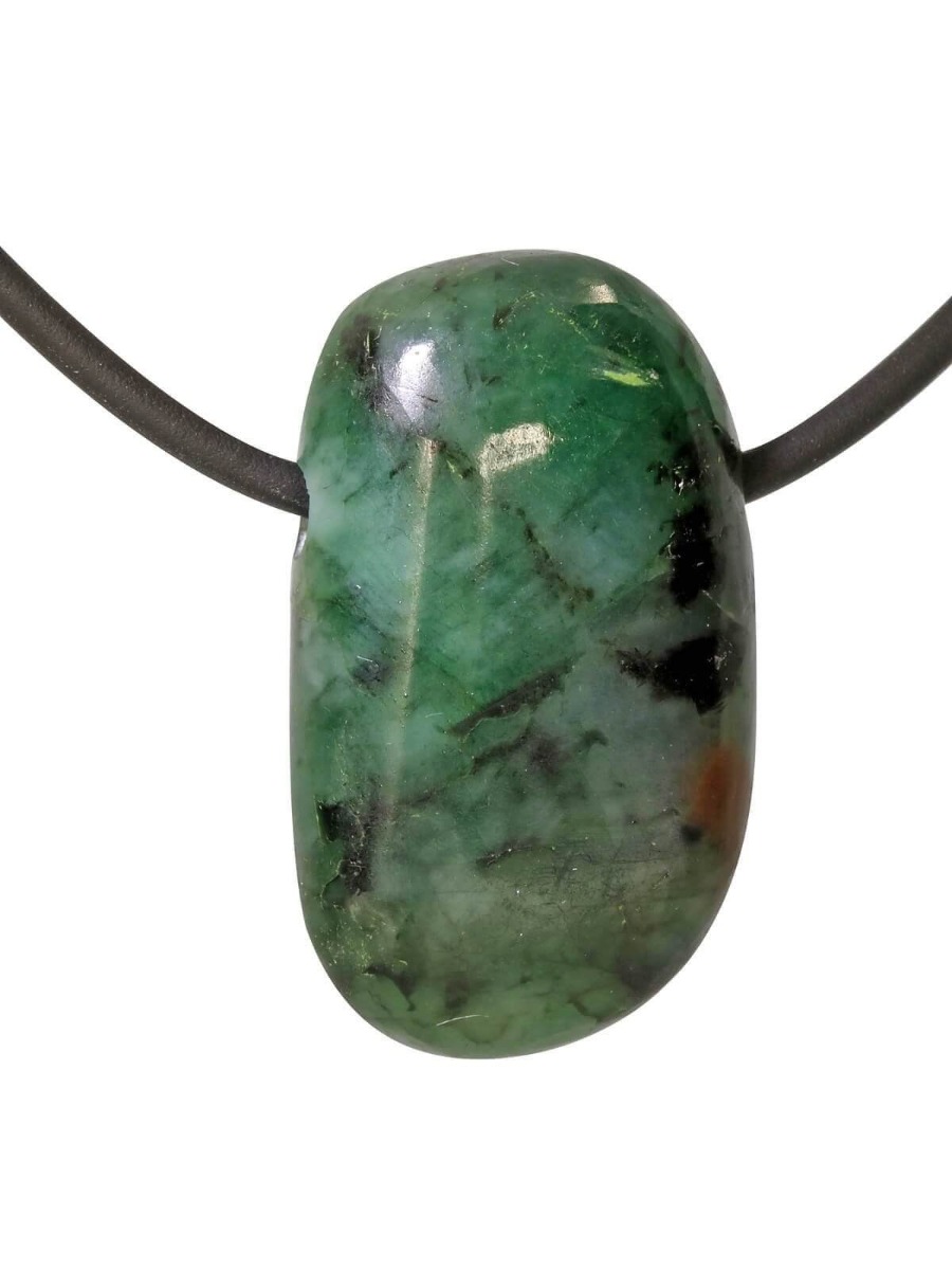 Emerald healing stone pendant
